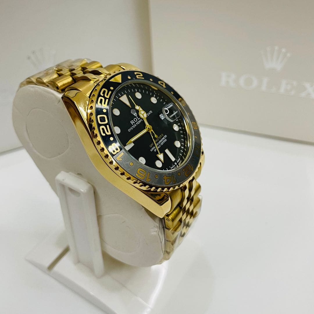 Rlx GMT Master - 40mm - Stainless Steel - Yellow Gold Black Dial Jubilee - Image 3